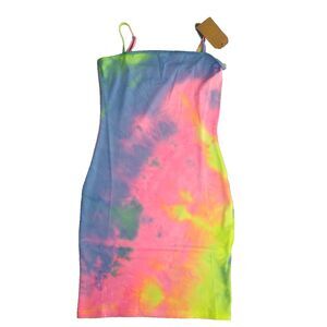 Junior Med Sundress New with Tags Boho Bodycon Size  Tie Dye Retro Resort